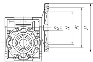 Присоединительные размеры входного фланца мотор редуктора червячного MU